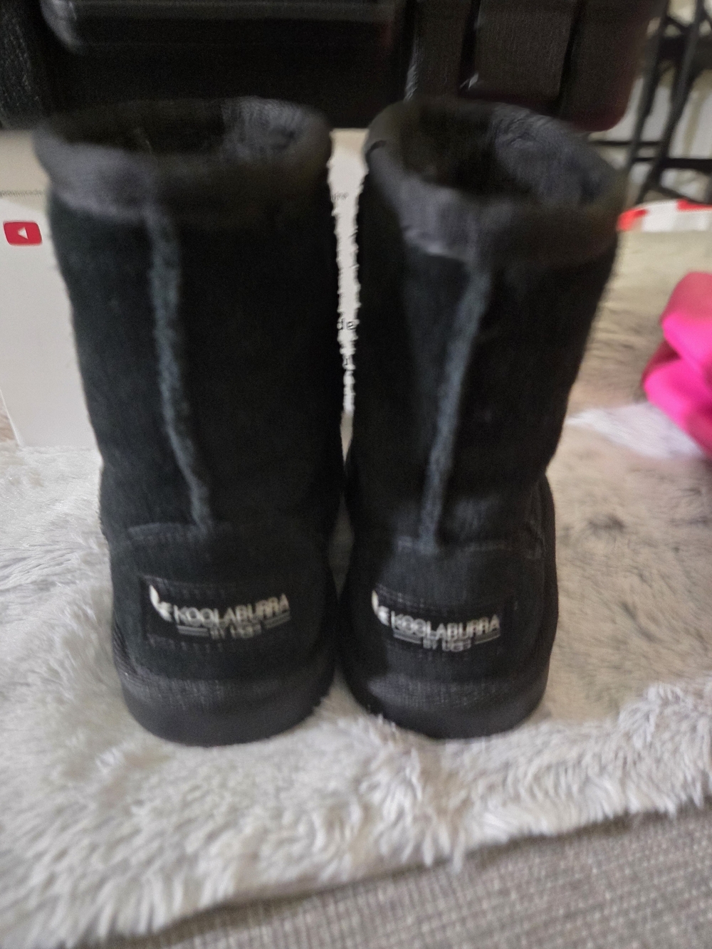 UGG Kids Black Short Shearling Boots